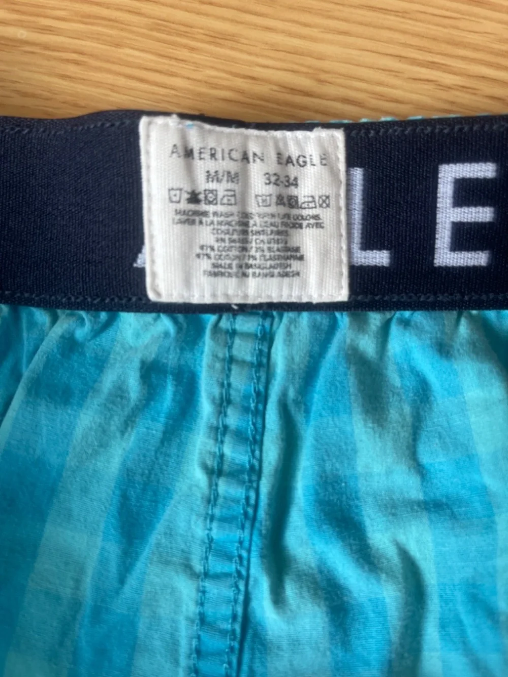 American Eagle Blue Checkered Boxer Shorts Size Medium